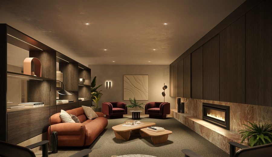 Residents' lounge and library, artist impression