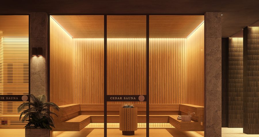 Cedar sauna in The Bath House, artist impression